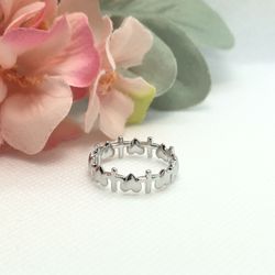 Heart and Cross Eternity Ring | Size 8