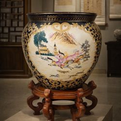 Large Chinese Vase Planter Flower Pot Fish Tank Jar, Container Home Decor