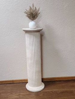 35" Faux Stone Plaster Round Fluted Timeless Pedestal Column Stand