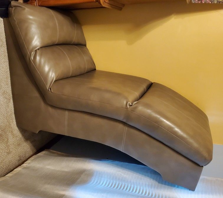Grey Leather Chaise Lounge