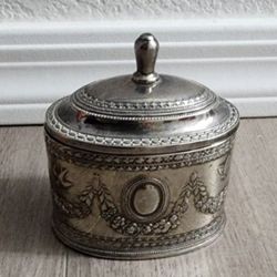 Vintage heavy ornate silver plated jewelry box