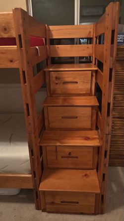 Wooden Bunk Bed Staircase with Storage Drawers