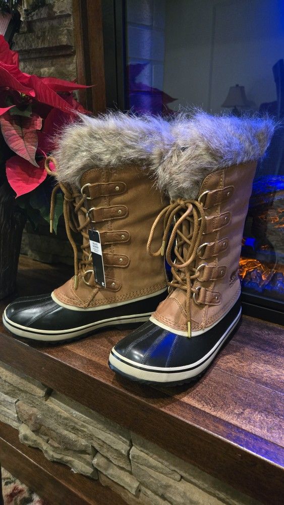BRAND NEW SOREL Women's Joan Of Arc Camel Brown Boots- New W/Tags in Box! Retail $239.99
