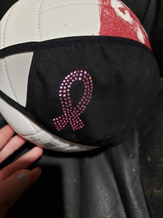 New Breast Cancer 'BLING' Ribbon cotton Mask