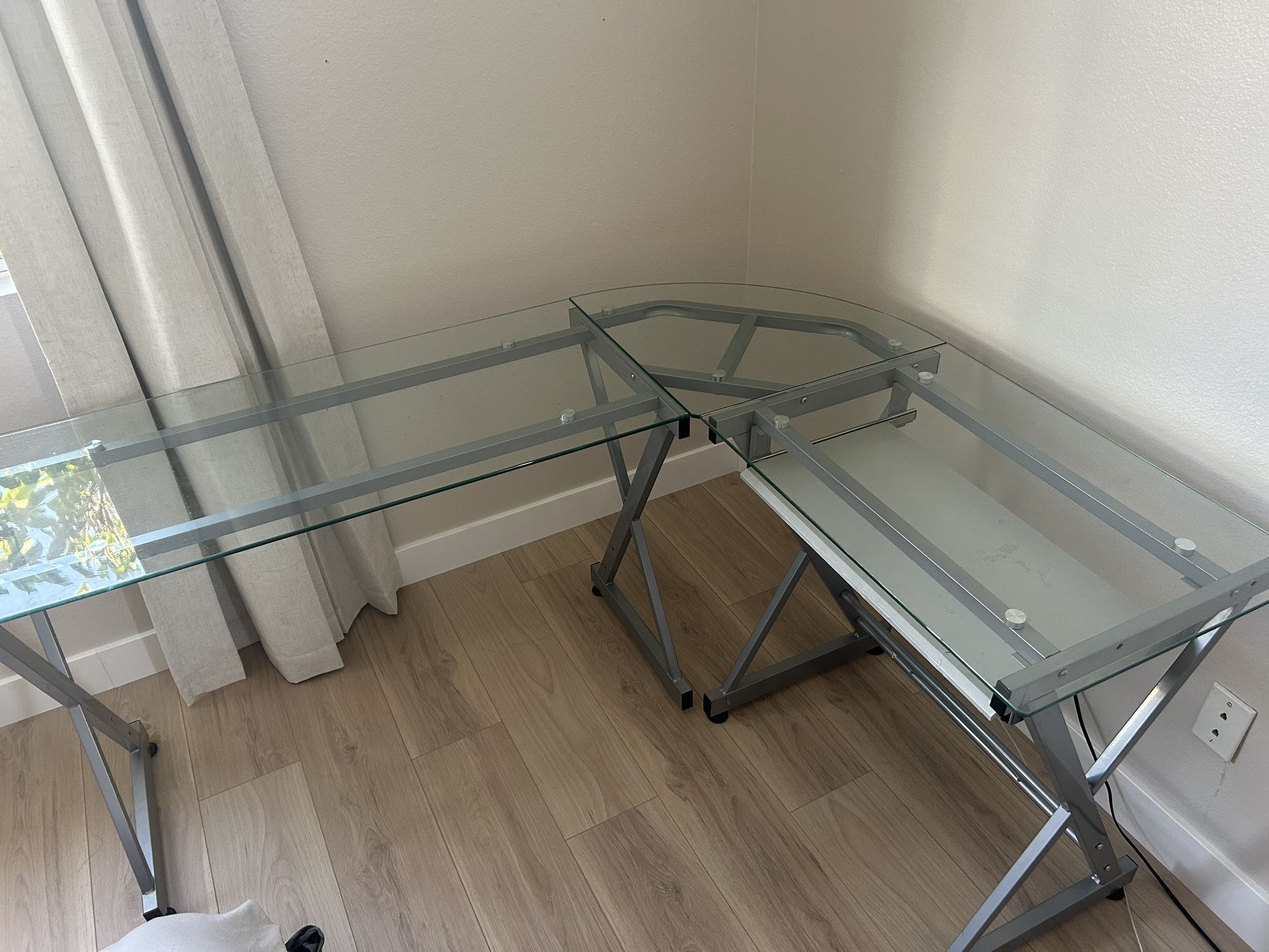 L Shaped Glass Desk