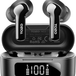 Hybrid Active Noise Cancelling Wireless Earbuds with 6 Mics AI Clear Call Ear Buds 55H Playtime with LED Display 32 Preset EQs via APP Bluetooth 5.3 I