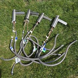 Set Of Four Brushed Nickel Bathroom Faucets