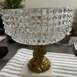 Crystal Bowl With Angel Stand In Marble 