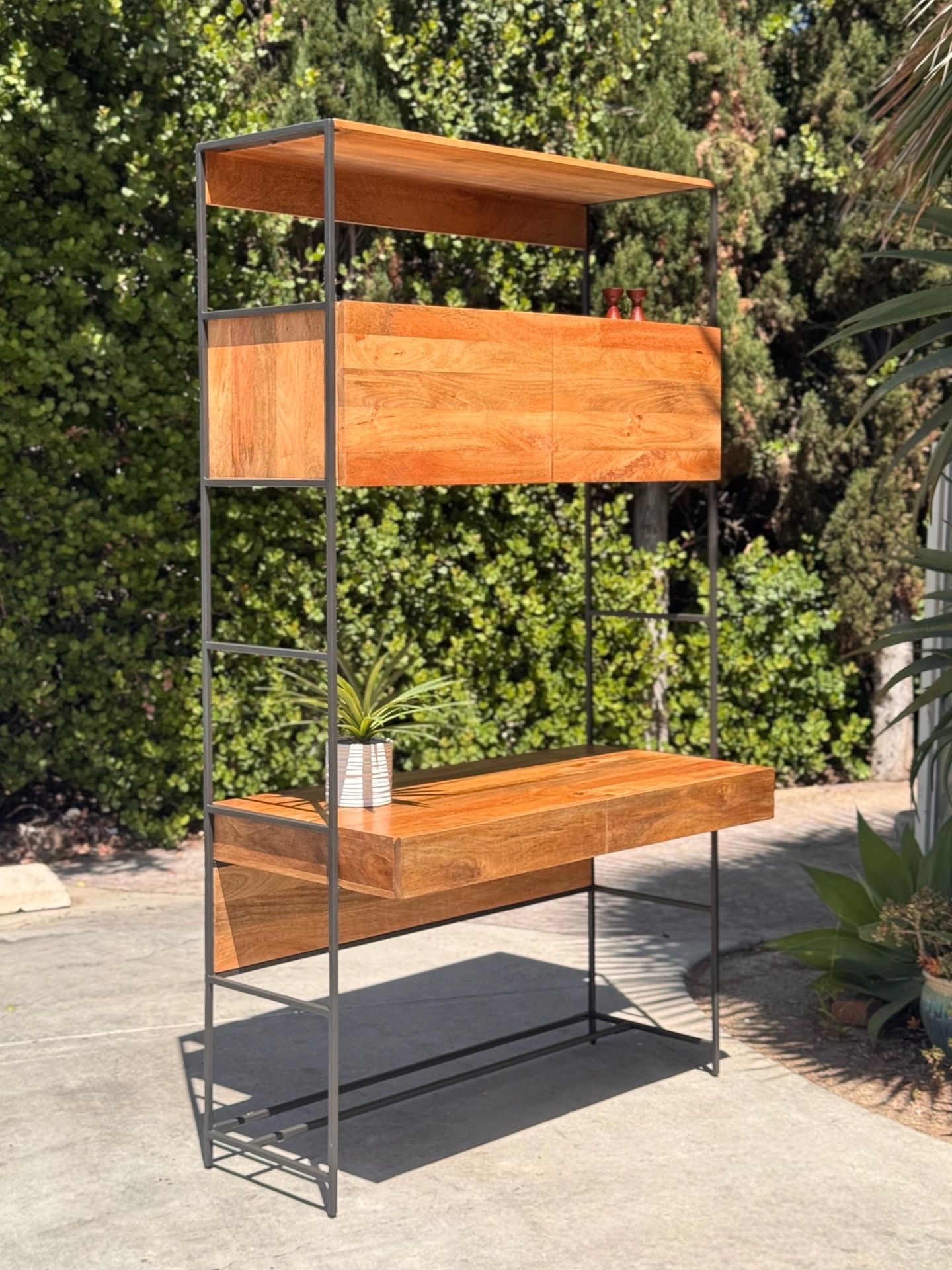 West Elm Mango Wood & Steel Modular Wall Desk / Bookshelf