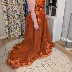 Orange Ball gown handmade 
