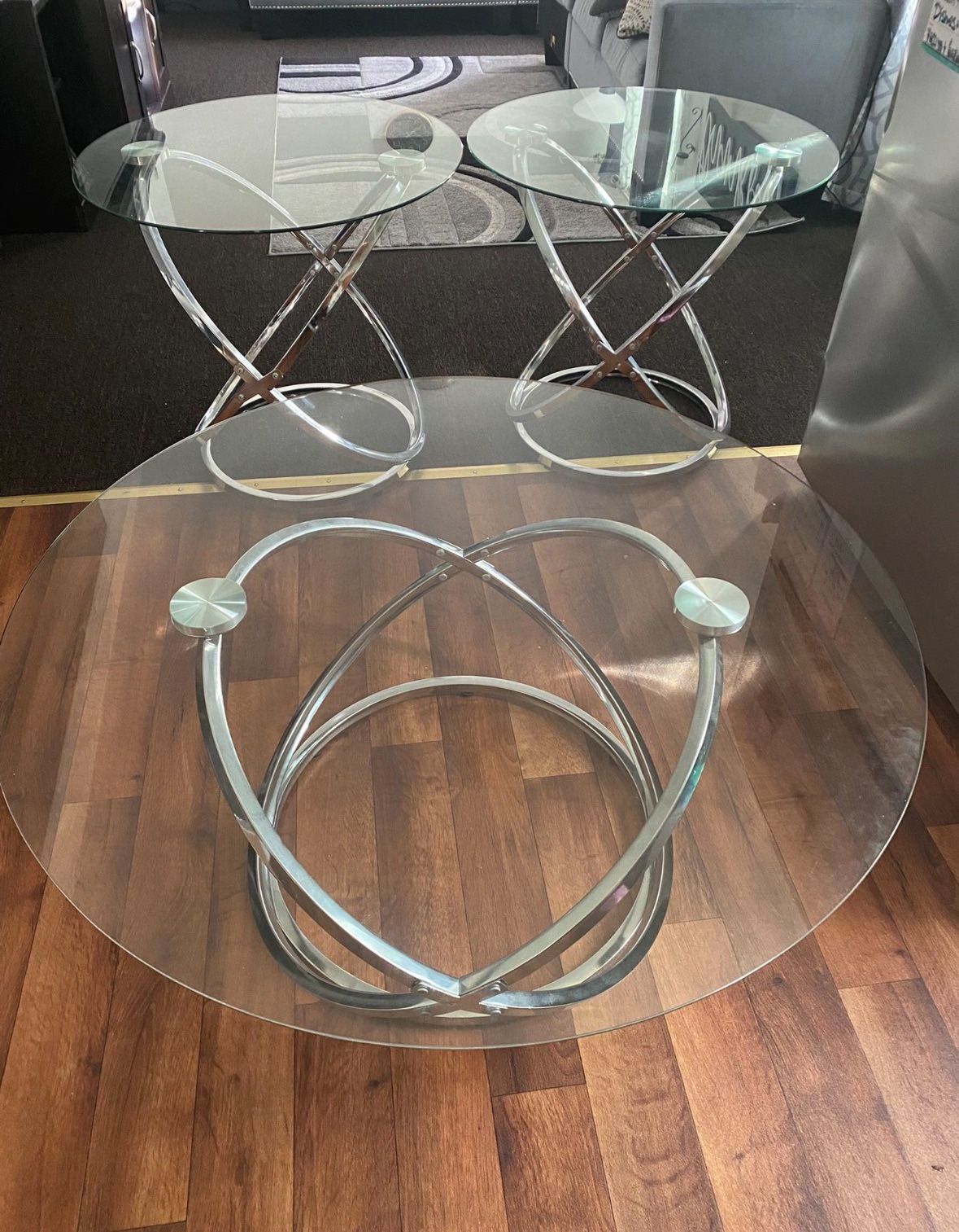 Three Glass Tables Set