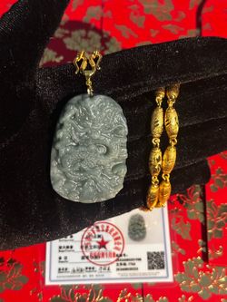 24K Gold PLATED Jade Dragon Necklace