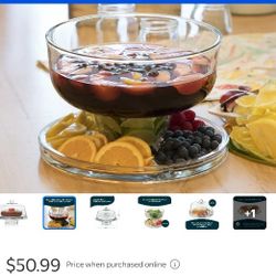 Dual Glass Cake Plate, Fruit/Snack/Chip/Dip Tray