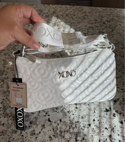 XOXO White Quilted Floral Stitch Crossbody Bag