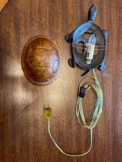 Turtle Accent Lamp Brown/Black Animal Print Corded Wall Switch Adult Decor