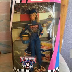 50th Anniversary NASCAR Barbie Doll - New In Box
