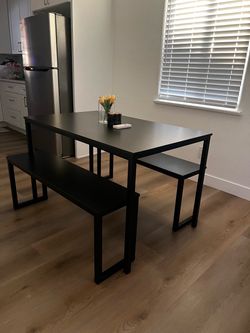 Dining Table Set with Two Benches