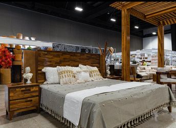 Solid Wood Queen Bed Frame with Headboard