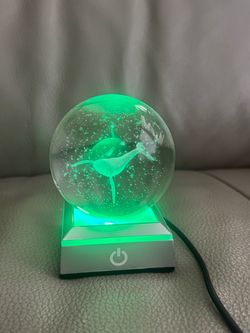 3D Engraved Whale Crystal Ball Whale