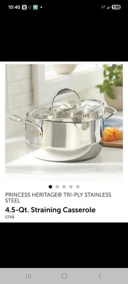 Olla de 4.5 quartos tri ply con tapa coladora princess house