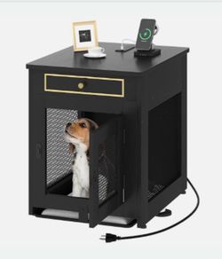 4 black furniture dog cages