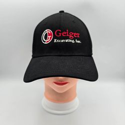 New Era 39Thirty Geiger Excavating Inc. Indiana Black Fitted Hat Size S/M