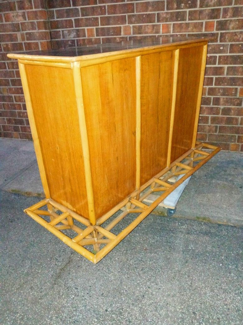 1950s Bar With Foot Rest Sliding Glass Door Cabinet Etc