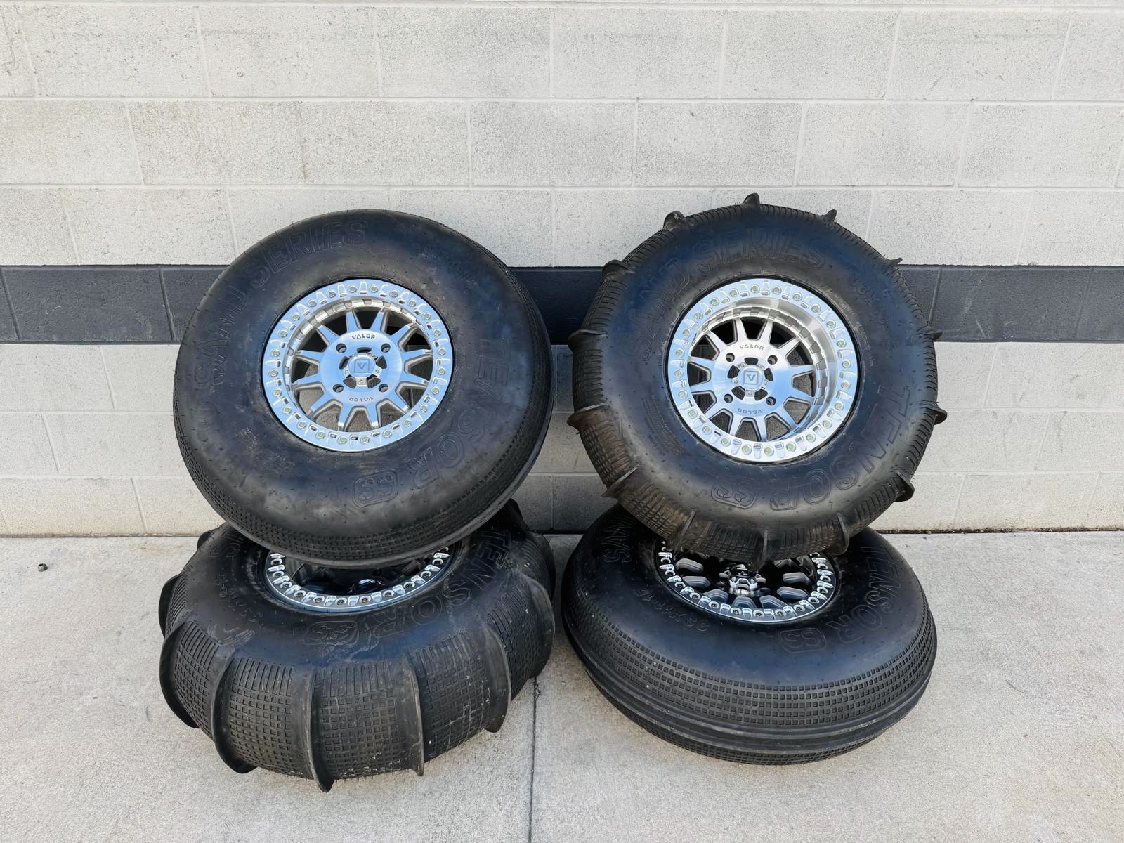 .XMASSale.. On 15” Valor  Beadlock  Wheels & 33” Tensor SS Sand Tires For 4 5 6 LUG UTV SXS (We Finance…