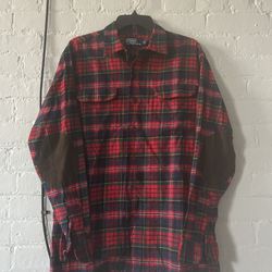 Polo Ralph Lauren Red Plaid Flannel Elbow Patch Size Small
