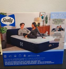 NEW Sealy Queen Air Mattress w/ Headboard & Built-In Pump Sealed