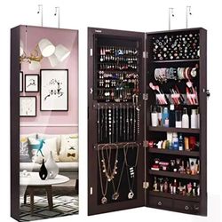 Jewlery Organizer Wall Door W/ Keys Large Mirror