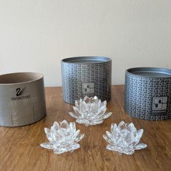 Swarovski Crystal Lotus Flower Candle Holders (3)