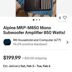 Alpine Amplifier M850