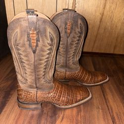 Ariat Men's Double Down Caramel Caiman Belly Square Toe Boot (9.5M)