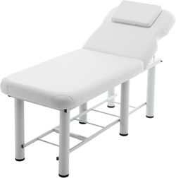73" White Professional Massage Bed w/ Adjustable Backrest / Removable Headrest / Memory Foam [NEW] *Assembly Req