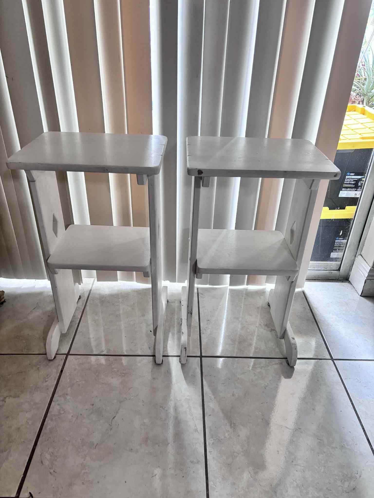 Pair Of White End Tables 26.5”Hx15”Lx12”W