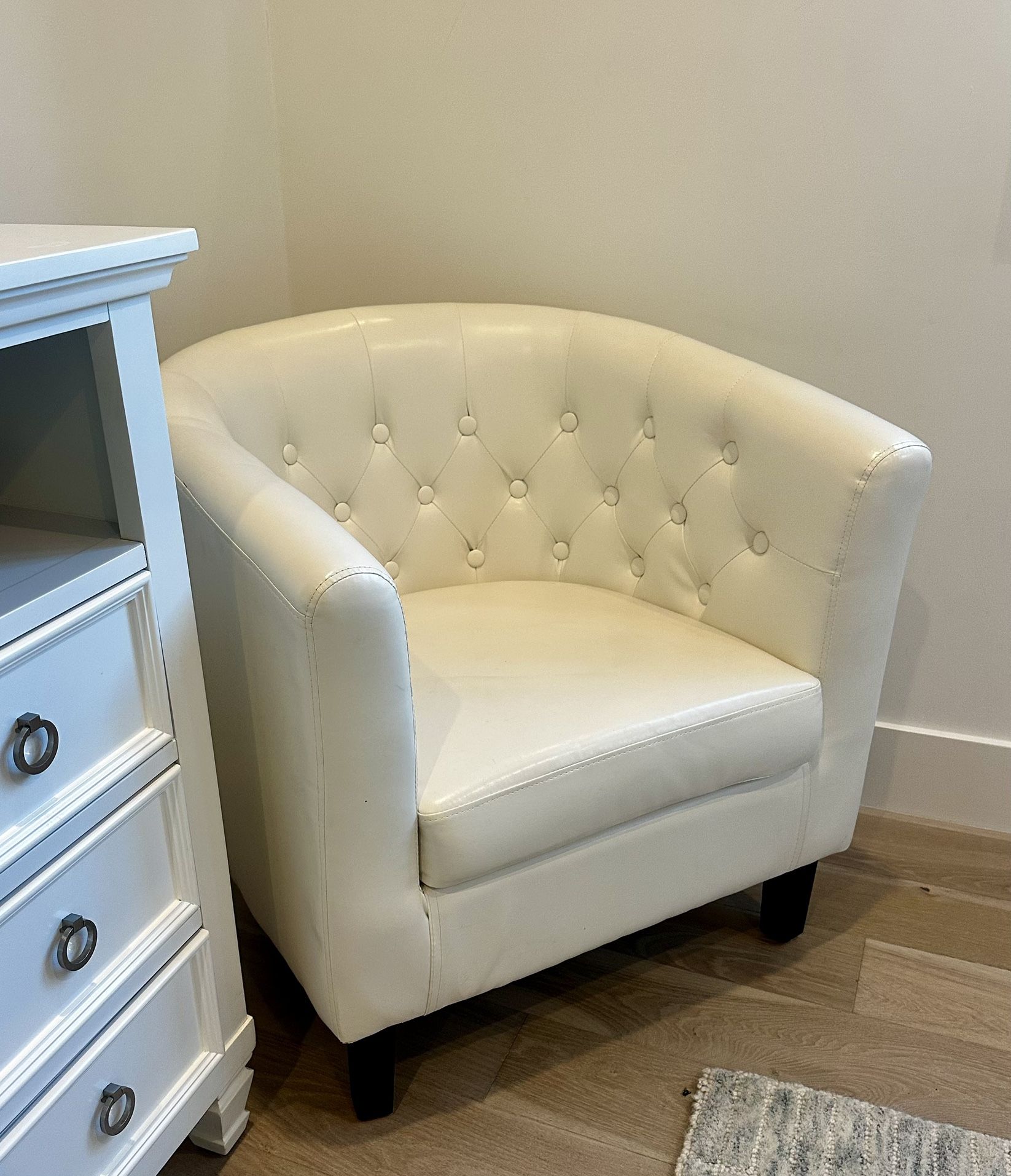 White Faux  Leather Chair