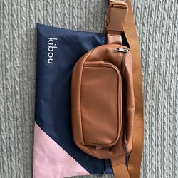 Kibou Vegan Leather Diaper Bag (Brown/Tan)