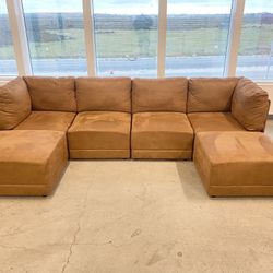 6 Piece Modular Couch Sofa W/ 2 Ottomans Excellent Condition 