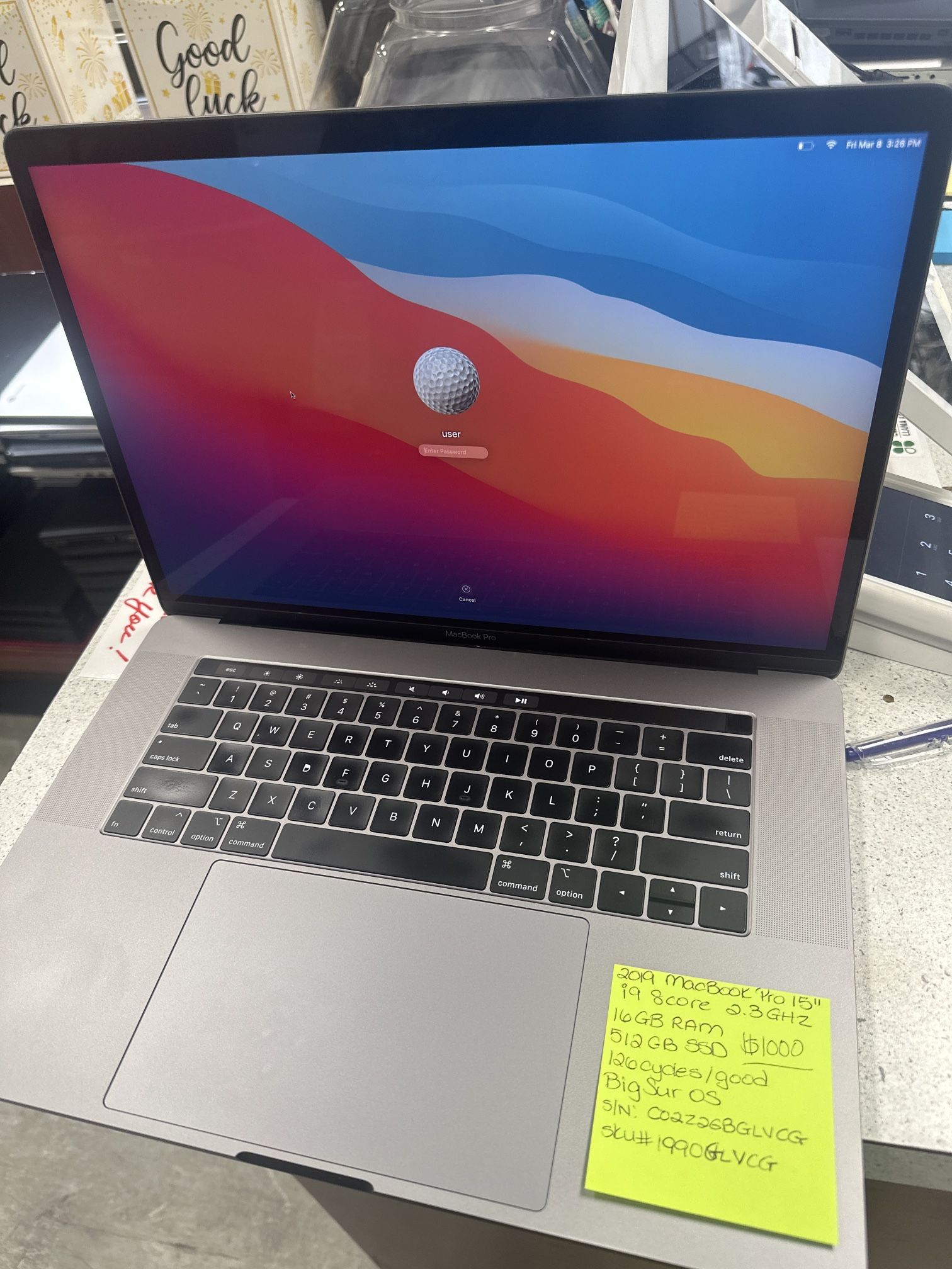 2019 Macbook Pro 15” 16GB RAM 512GB SSD