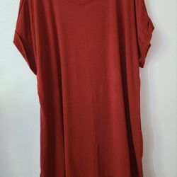 Zenana Premium Women’s Rusty Red Shirt 3X Short Sleeve Pullover Round Neck Top