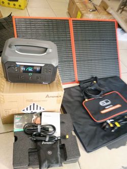 CAMPING COMBO 600W PORTABLE POWER STATION + 120W PORTABLE SOLAR PANEL.
--AMPACE ANDES 600 PRO PORTABLE POWER STATION FAST CHARGIN. RECHARGE :CAR.-HOME
