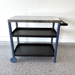 New Indoor/Outdoor Prep Rolling Grill Cart w/ Passivation Tabletop, High Hardness Scratch&Wear Resistant