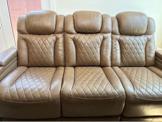 Brown leather couch (power recline)