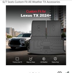 Cargo Mat with Backrest Mat for 2024-2026 Lexus TX350 TX500h TX550h+