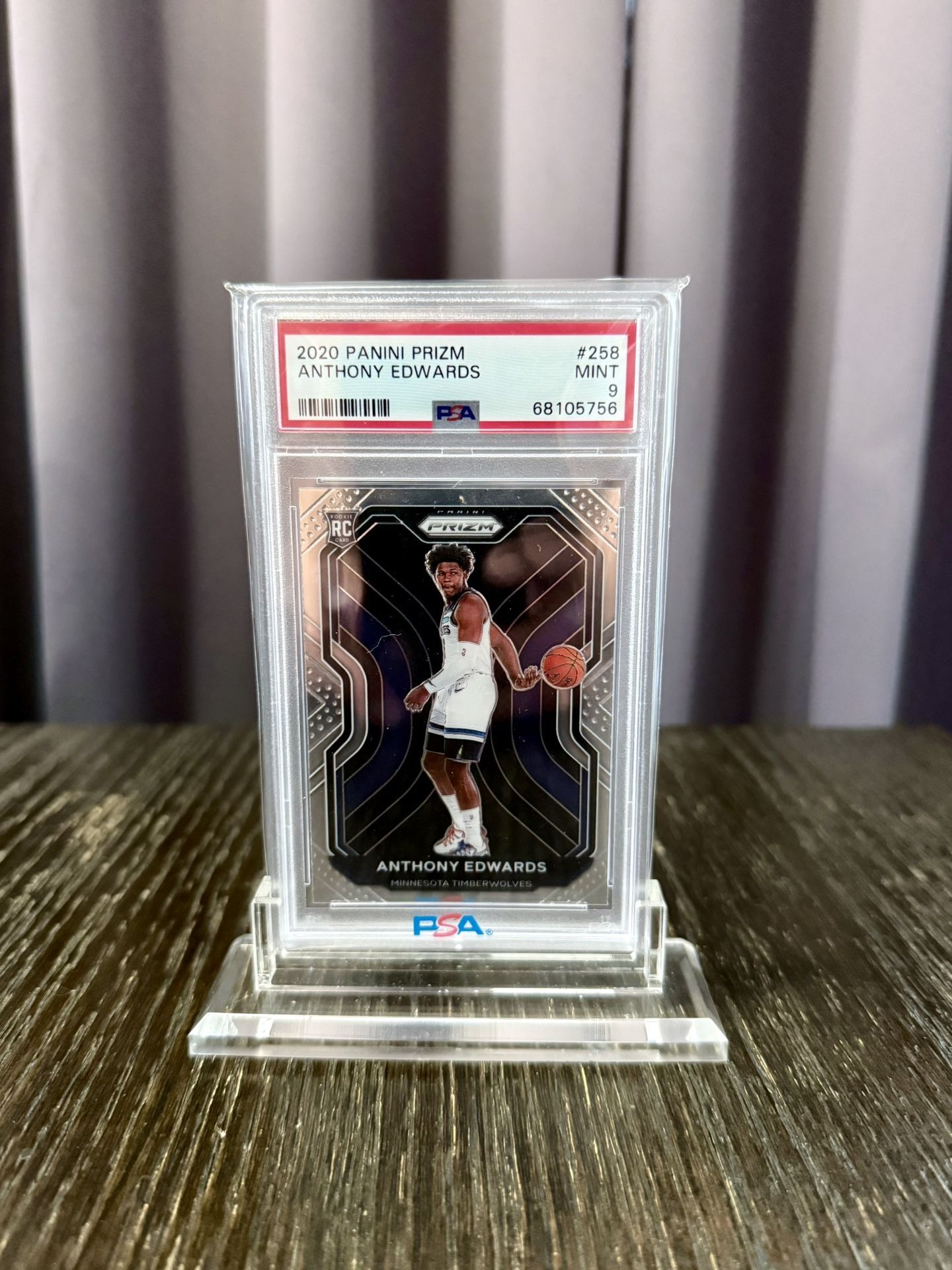 2020-21 Panini Prizm - Anthony Edwards #258 ROOKIE (RC) PSA 9 MINT