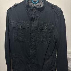 Old Navy Black Vintage Military Jacket Small Mens