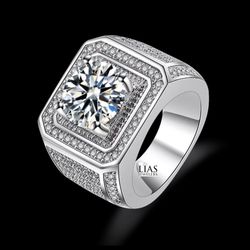 New 18k White Gold Men Wedding Ring 