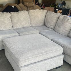 Free Delivery Of 2piece Grey L Shaped Sectional Couches With Storage Ottoman 