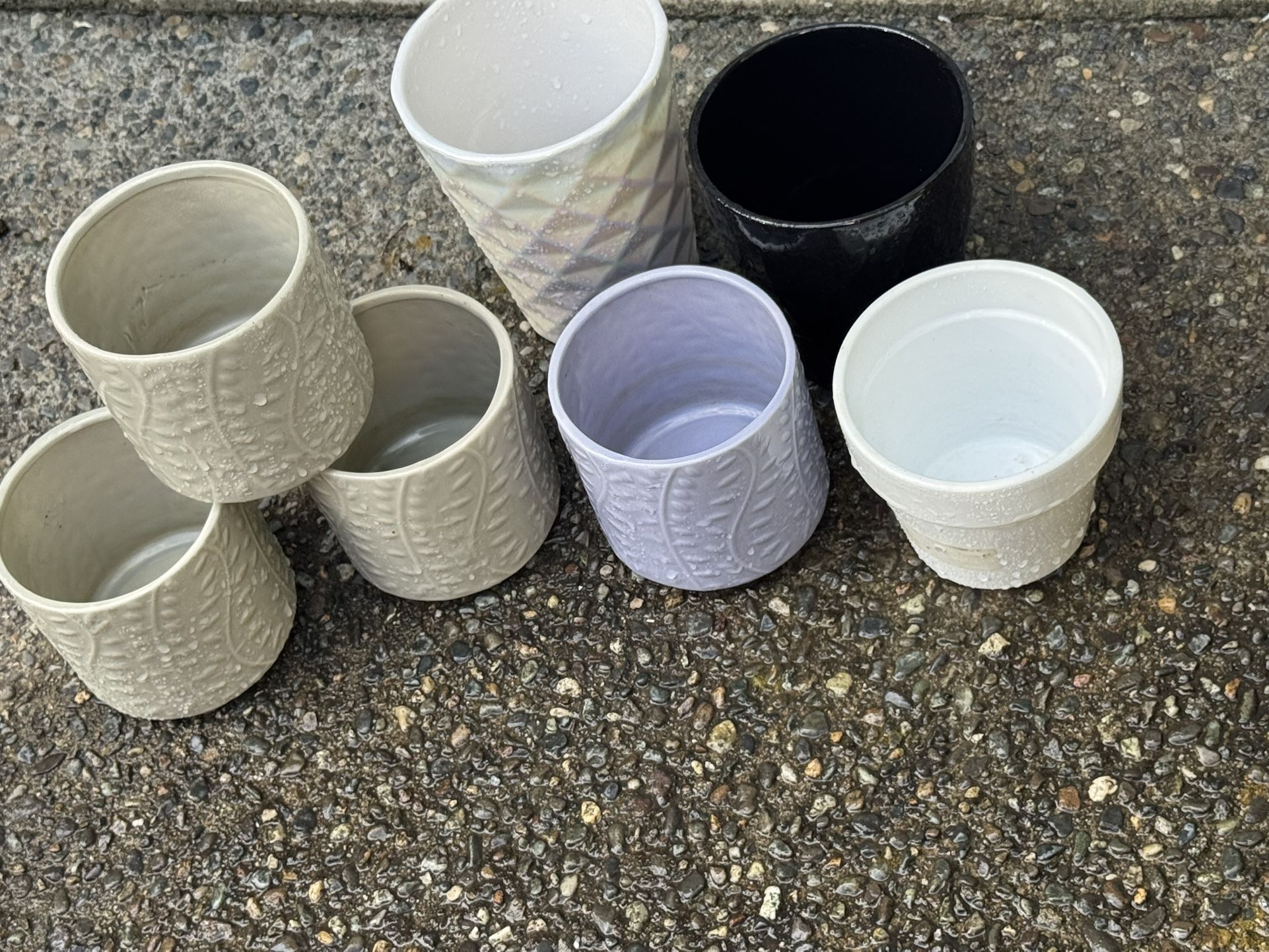 Bundle Of 7 Ceramic Decor Pots Size 4” ,5” And 6” All For $15